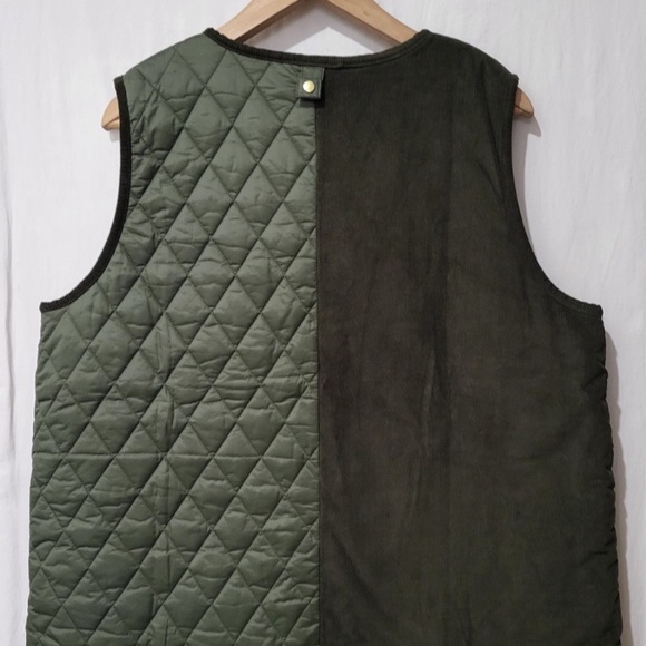 Unworn Barbour Healy Mixed Media Quilted Vest in Olive Green - Picture 6 of 11